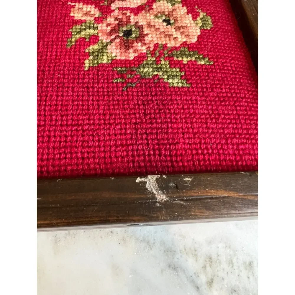 Pair of Vintage framed Finished needlepoint pieces Floral